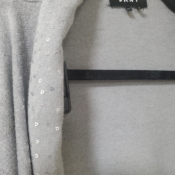 DKNY Women's Light Gray Draped Sweater - Picture 3 of 4